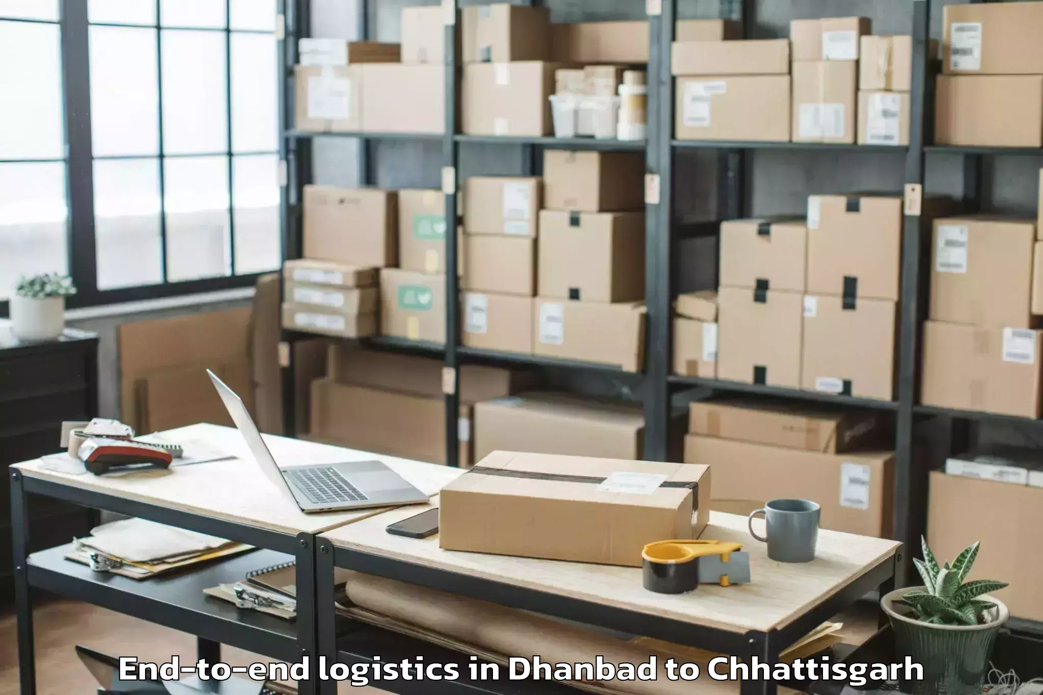 Easy Dhanbad to Dabhra End To End Logistics Booking